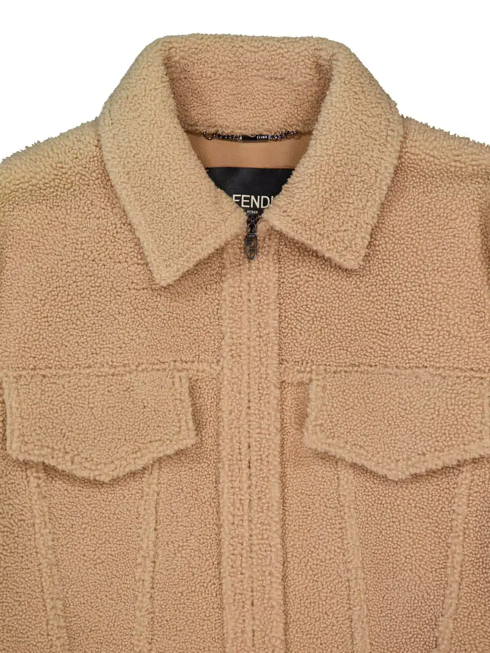 Cheap FENDI zip-up shearling jacket