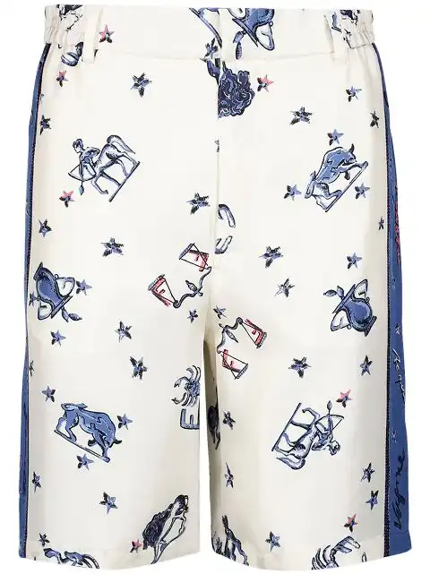 FENDI Astrology-print silk shorts