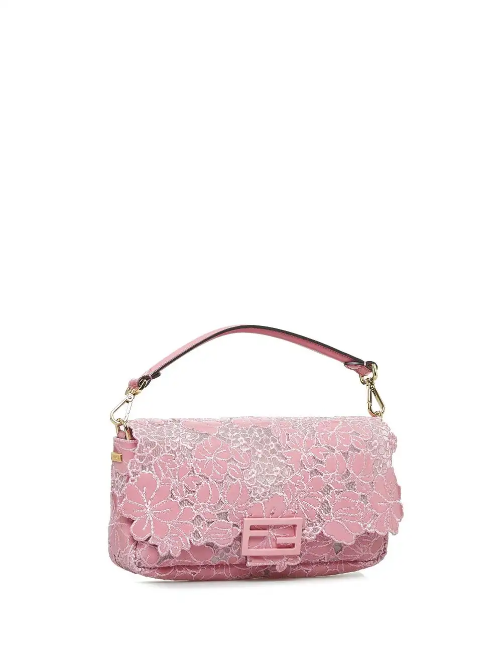 Affordable Fendi 2020-2021 Embroidered Lace Baguette satchel