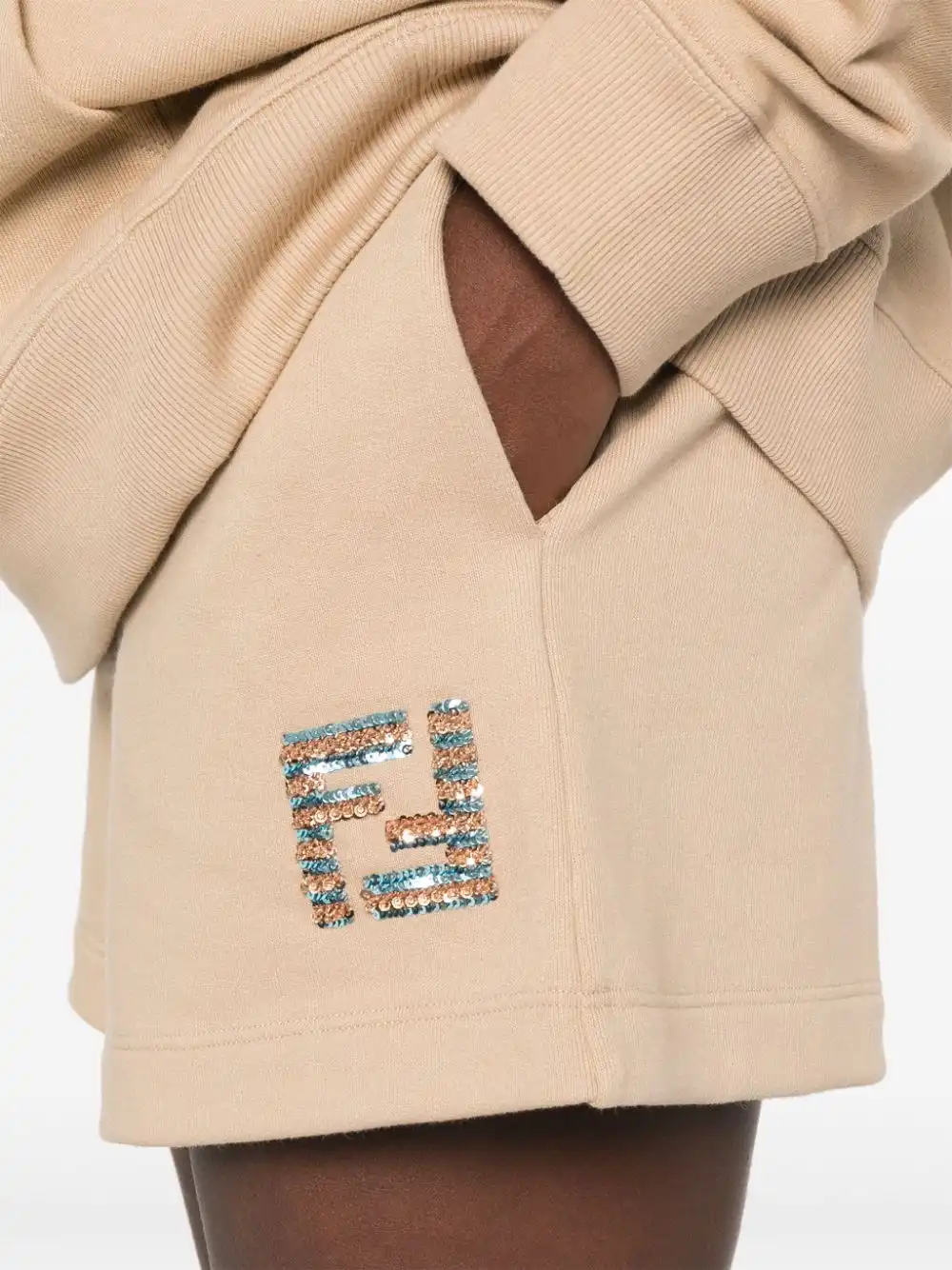 Cheap FENDI FF-embellished track shorts