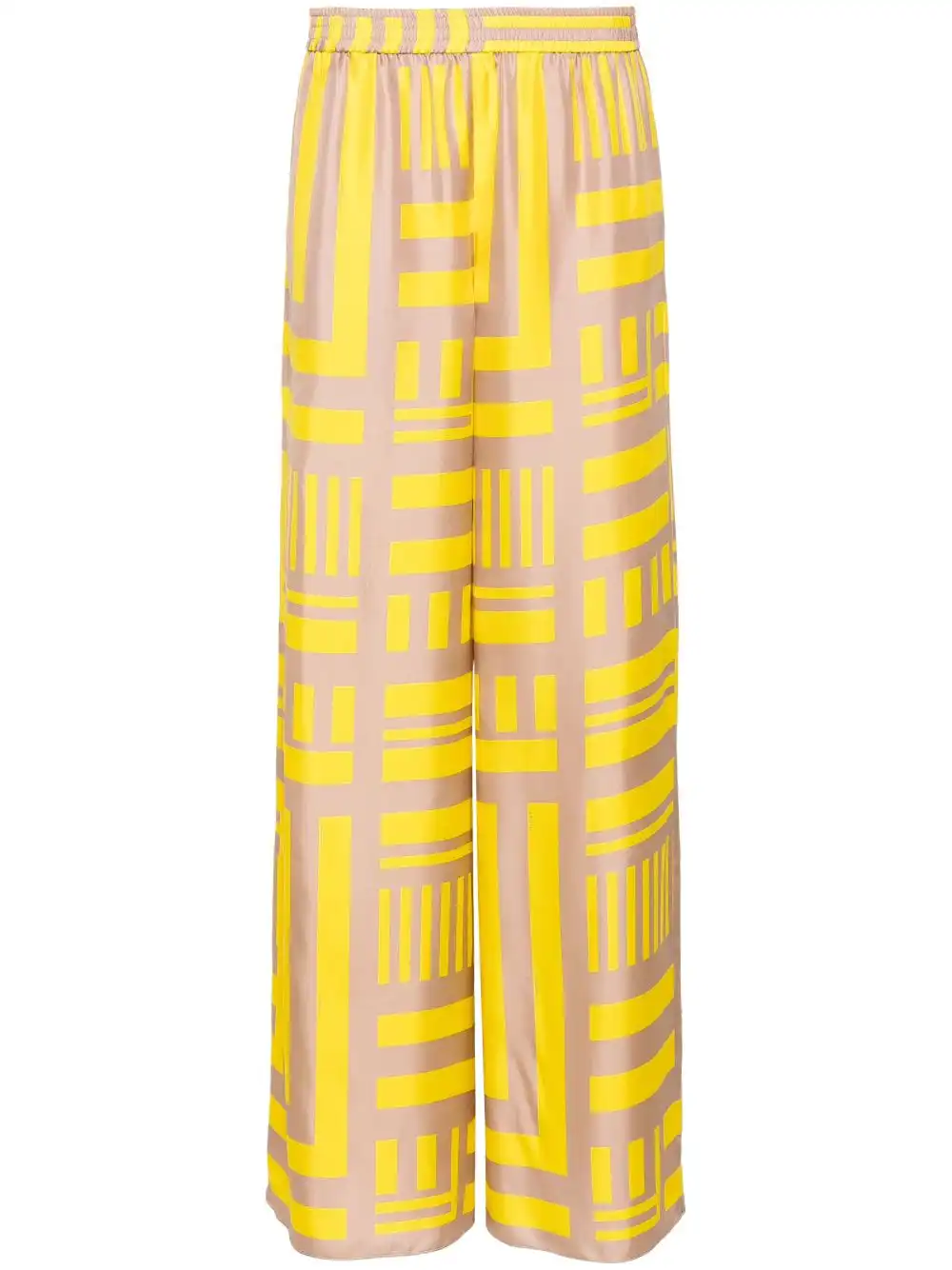 Affordable FENDI FF Labyrinth-print silk trousers