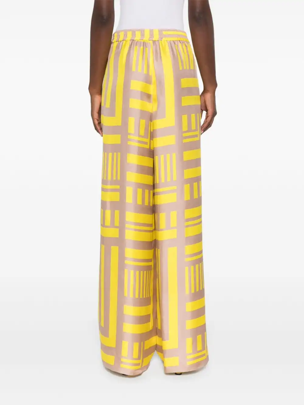 Affordable FENDI FF Labyrinth-print silk trousers