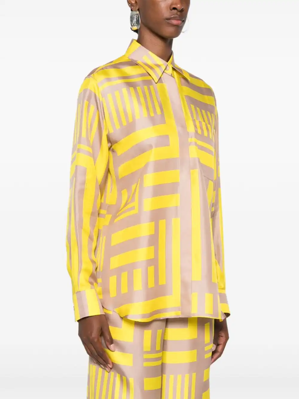 Cheap FENDI FF Labyrinth-print silk shirt