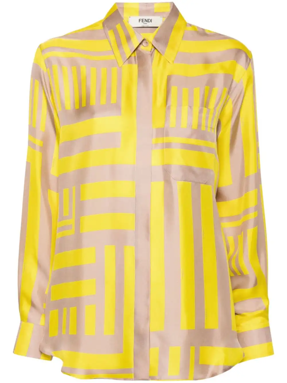 Cheap FENDI FF Labyrinth-print silk shirt