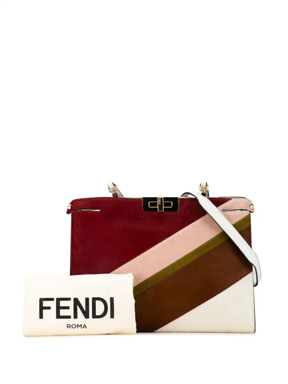 Affordable Fendi 2015-2022 Pony Hair and Leather Peekaboo Clutch crossbody bag