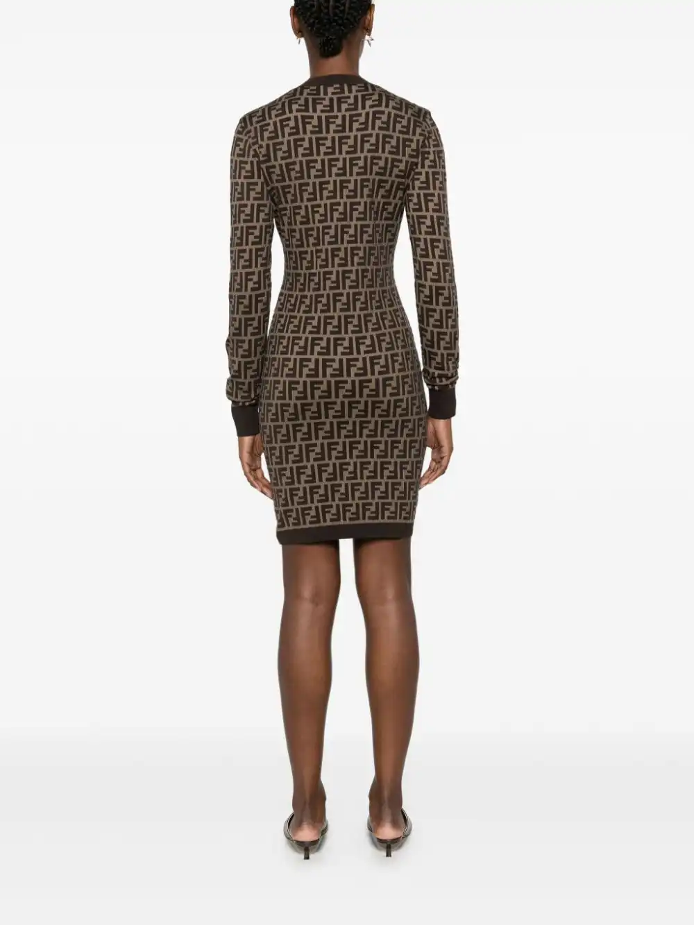 Affordable FENDI Zucca long-sleeved minidress