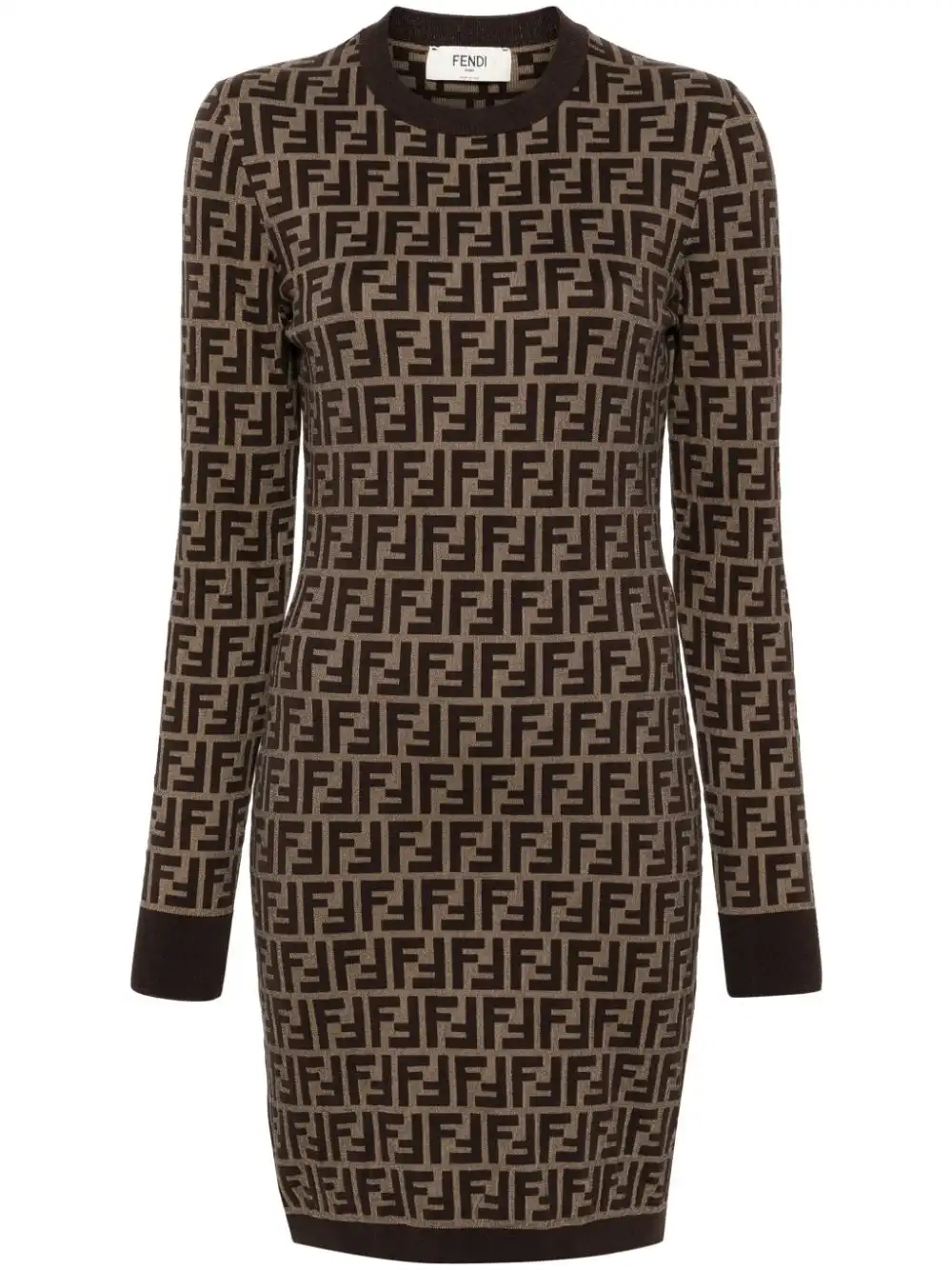 Affordable FENDI Zucca long-sleeved minidress