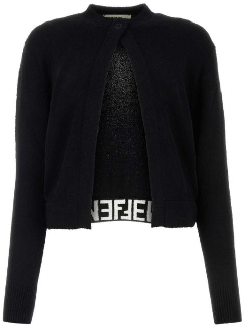 FENDI monogram-pattern knitted cardigan