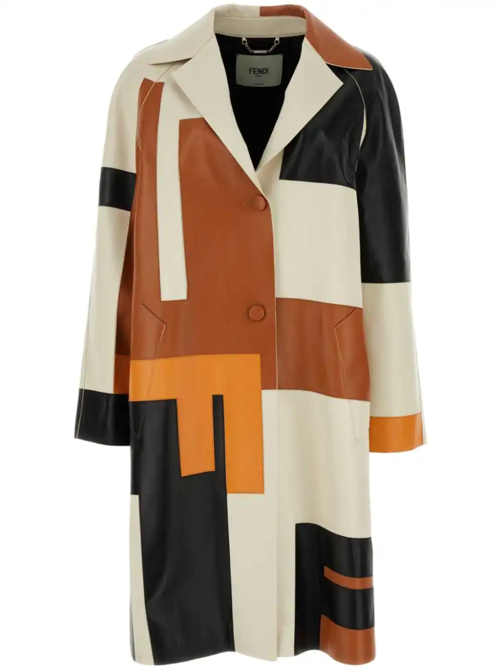 Cheap FENDI geometric-print overcoat