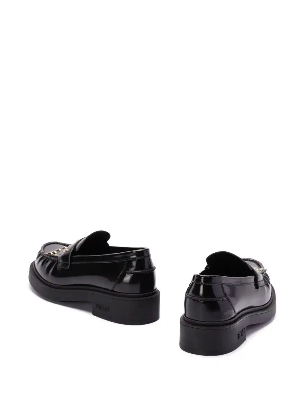 Affordable FENDI logo-plaque leather loafers