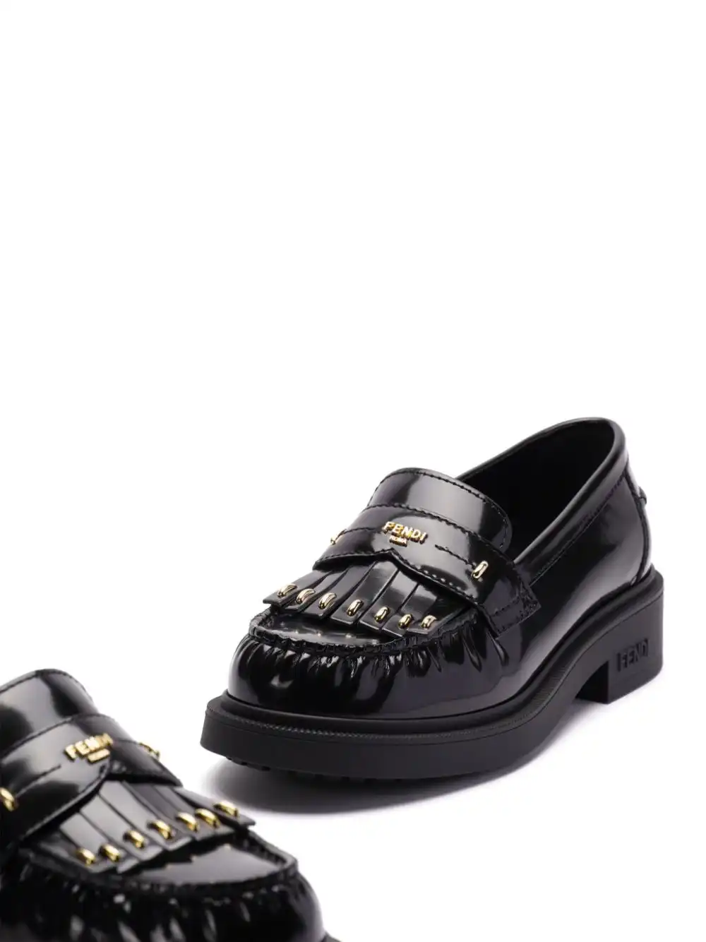 Affordable FENDI logo-plaque leather loafers