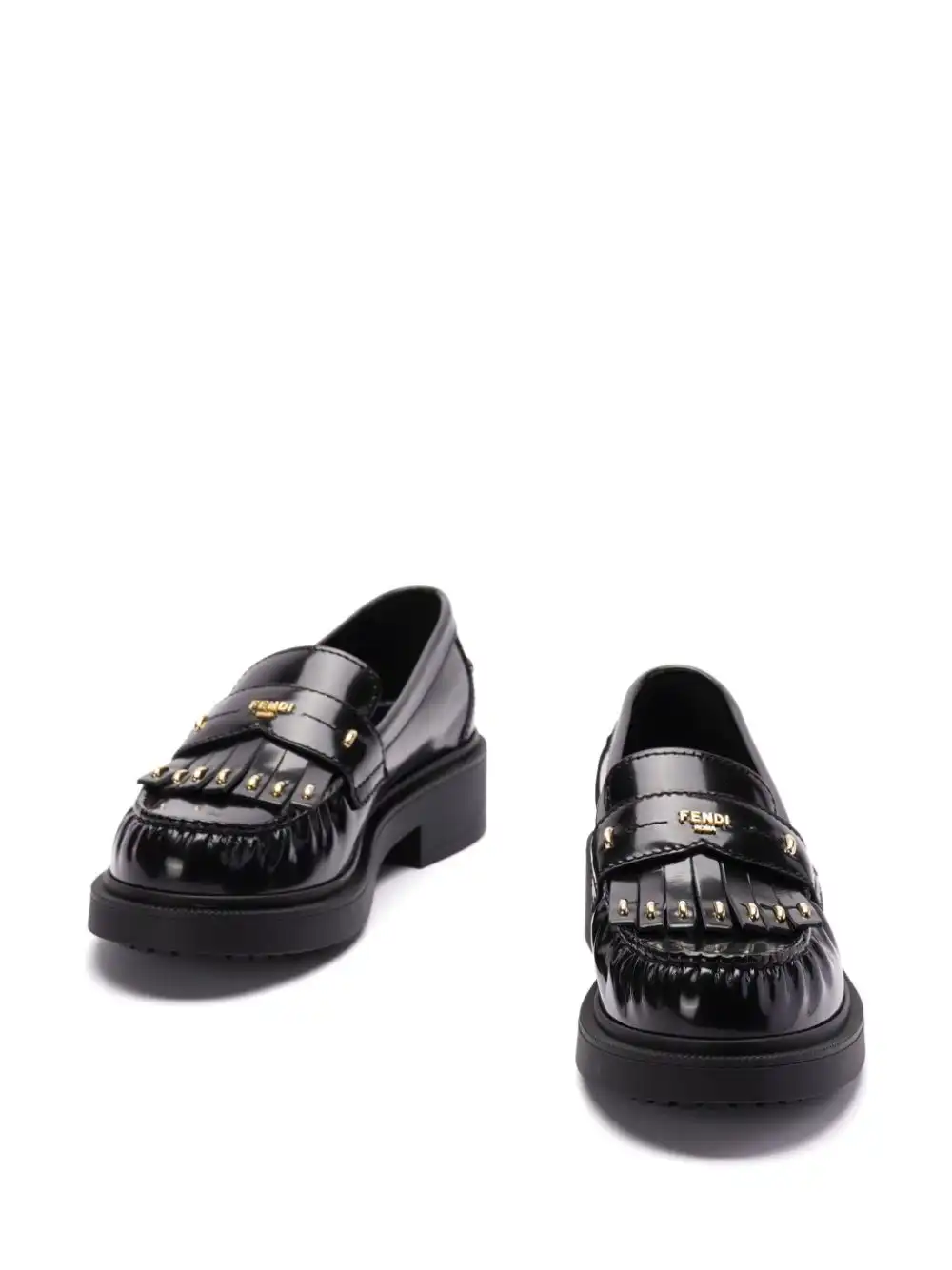 Affordable FENDI logo-plaque leather loafers