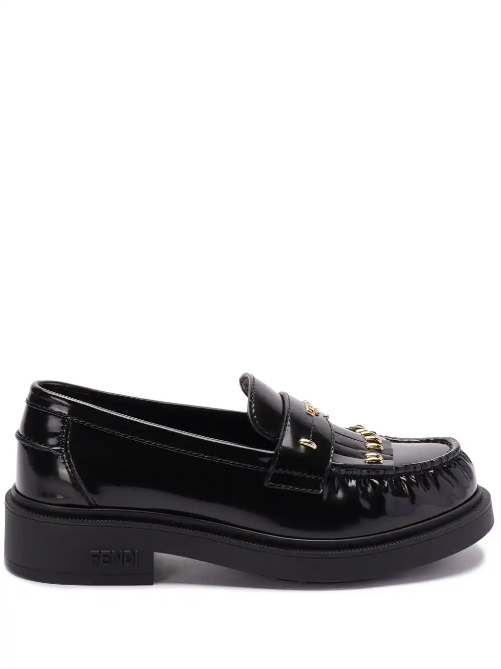 Affordable FENDI logo-plaque leather loafers