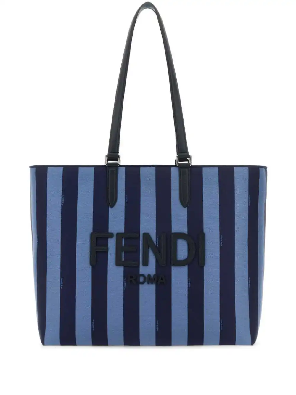 Affordable FENDI Pequin jacquard tote bag