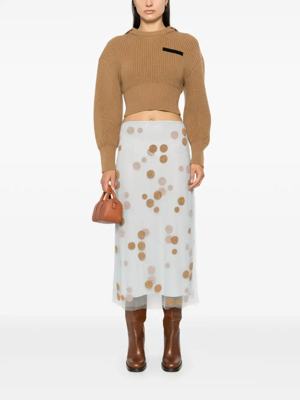 Cheap FENDI bead-embellished tulle midi skirt