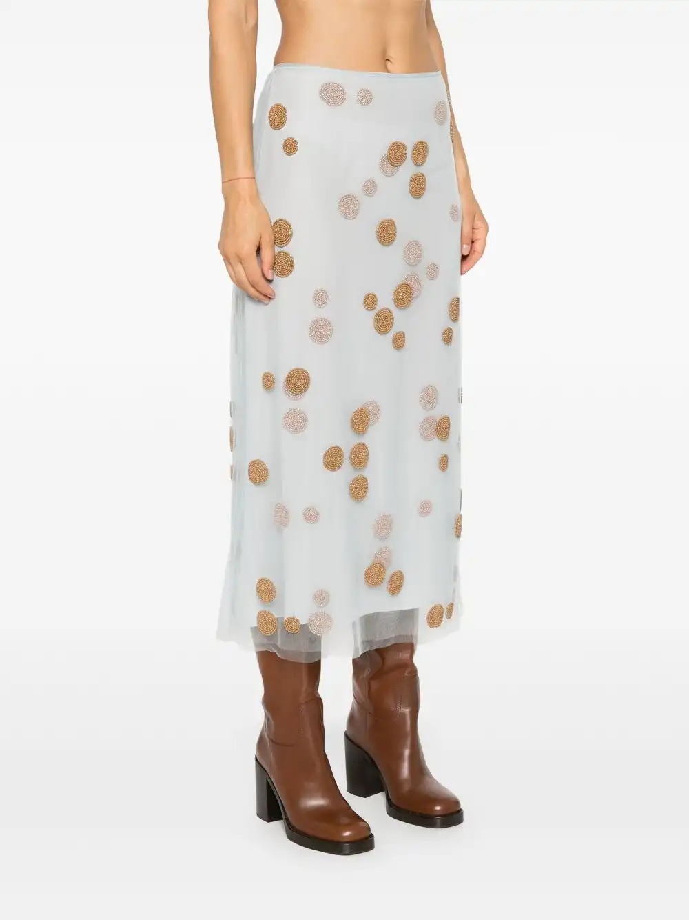 Cheap FENDI bead-embellished tulle midi skirt