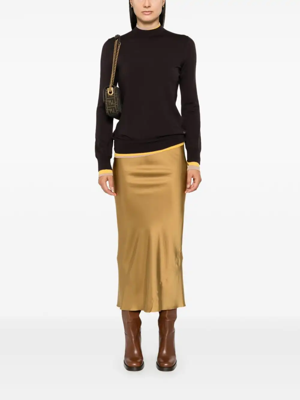 Affordable FENDI layered-trim sweater