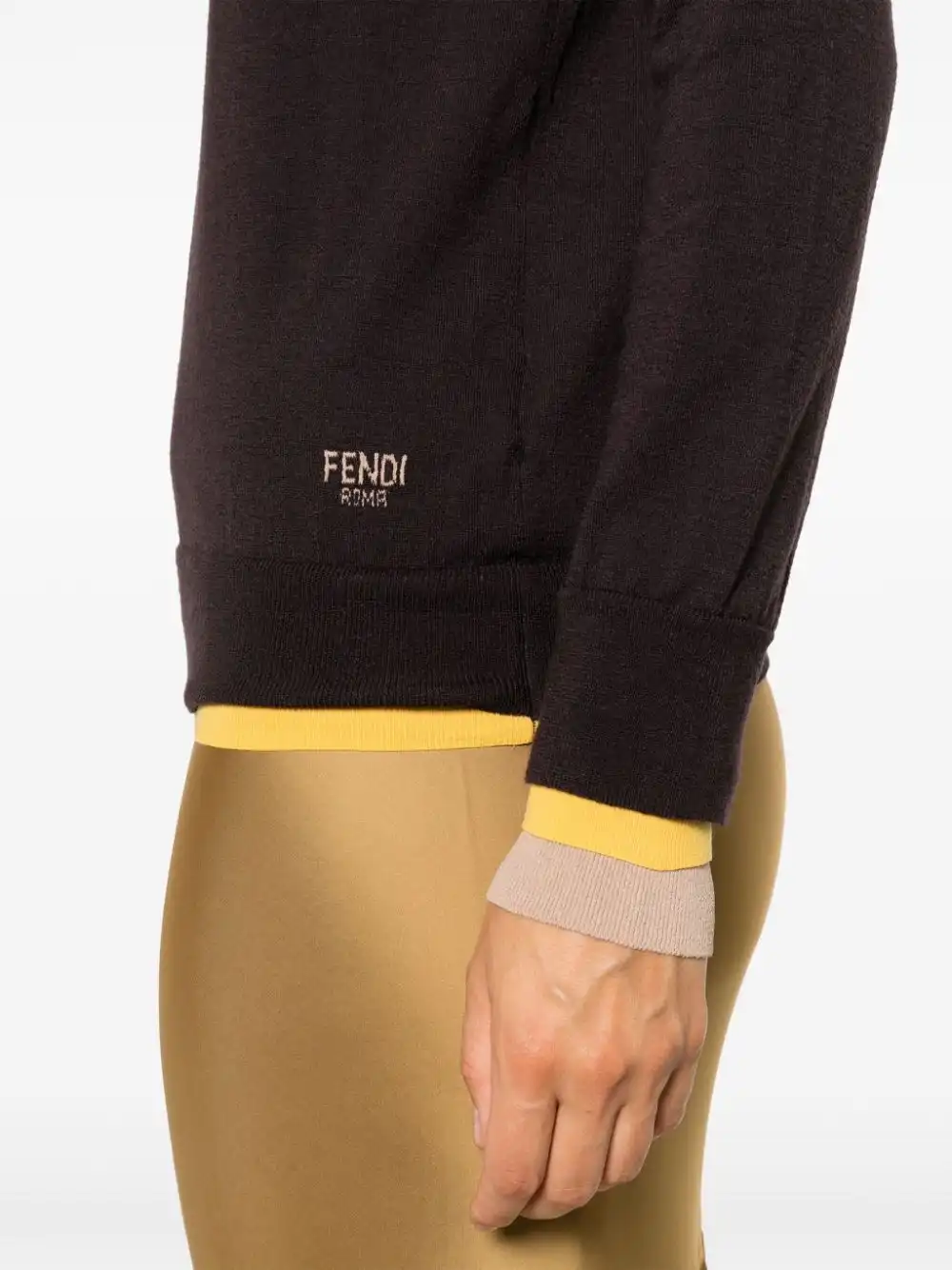 Affordable FENDI layered-trim sweater