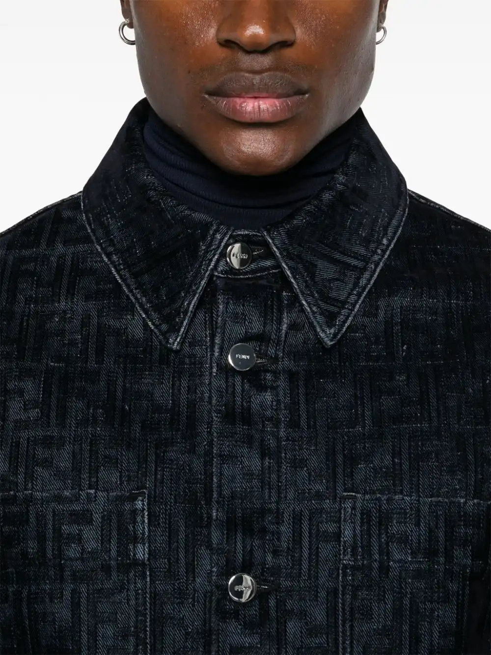 Affordable FENDI FF-flocked shirt jacket