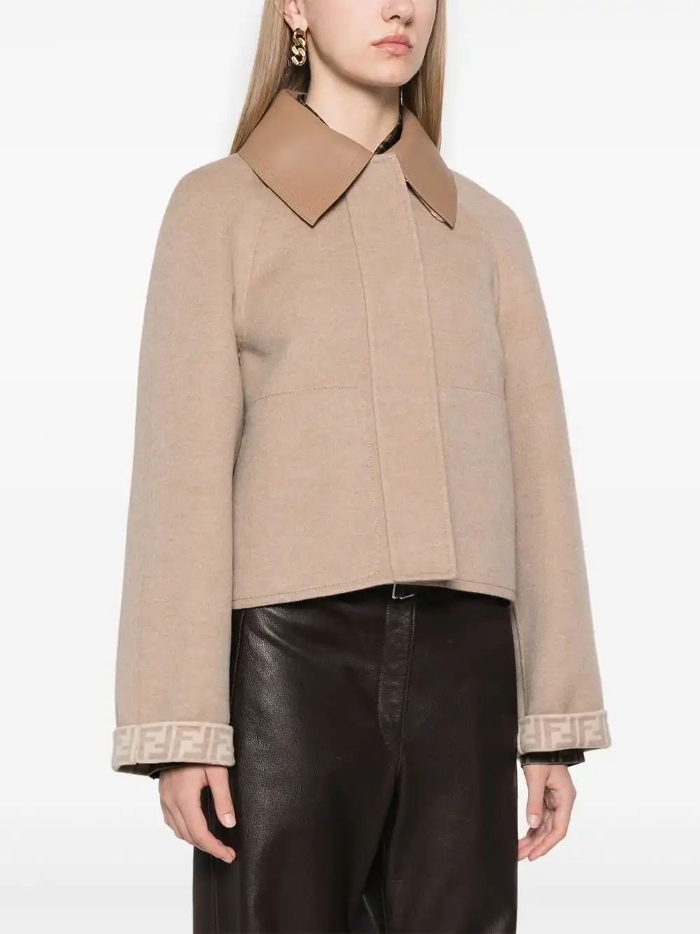 Affordable FENDI contrast-collar jacket