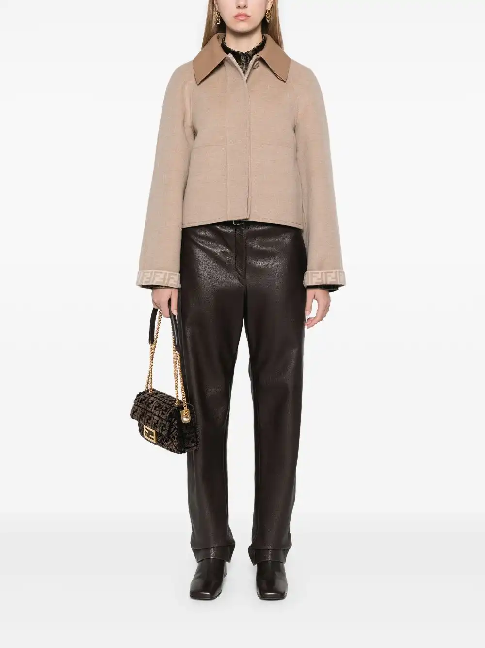 Affordable FENDI contrast-collar jacket