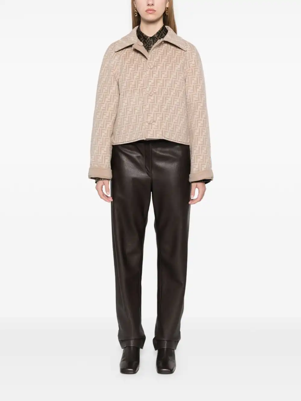 Affordable FENDI contrast-collar jacket