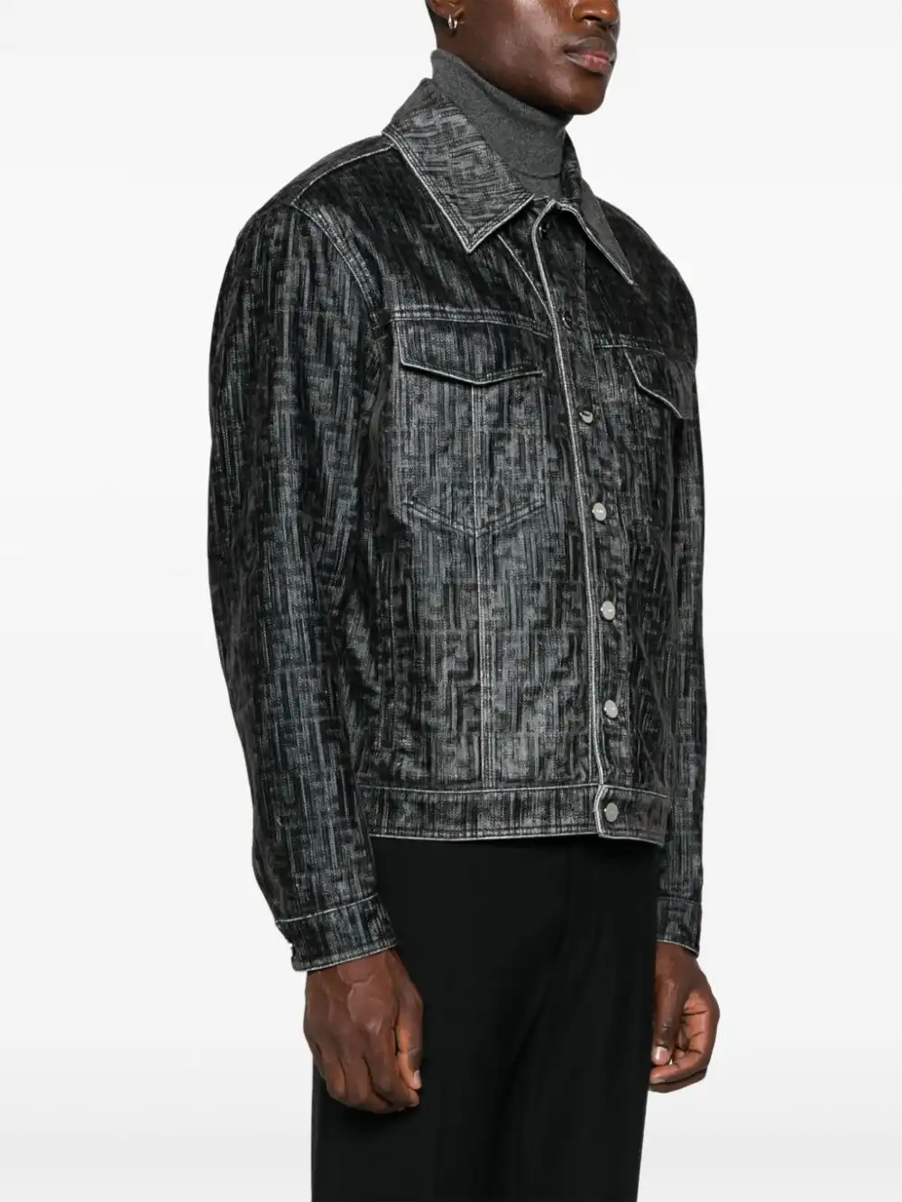 Cheap FENDI FF-motif denim jacket