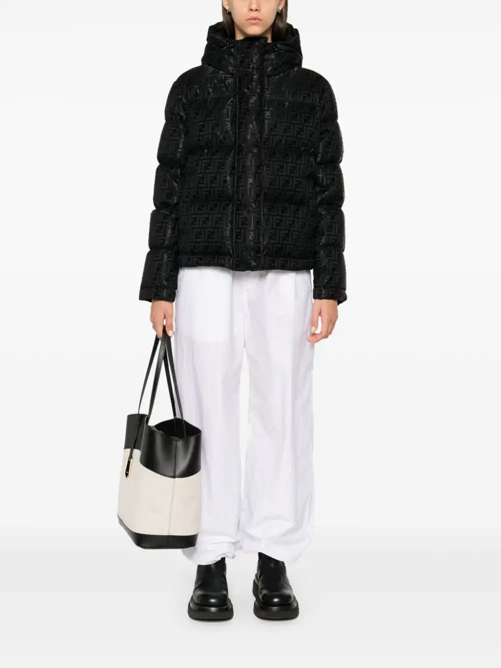 Affordable FENDI FF-pattern puffer jacket