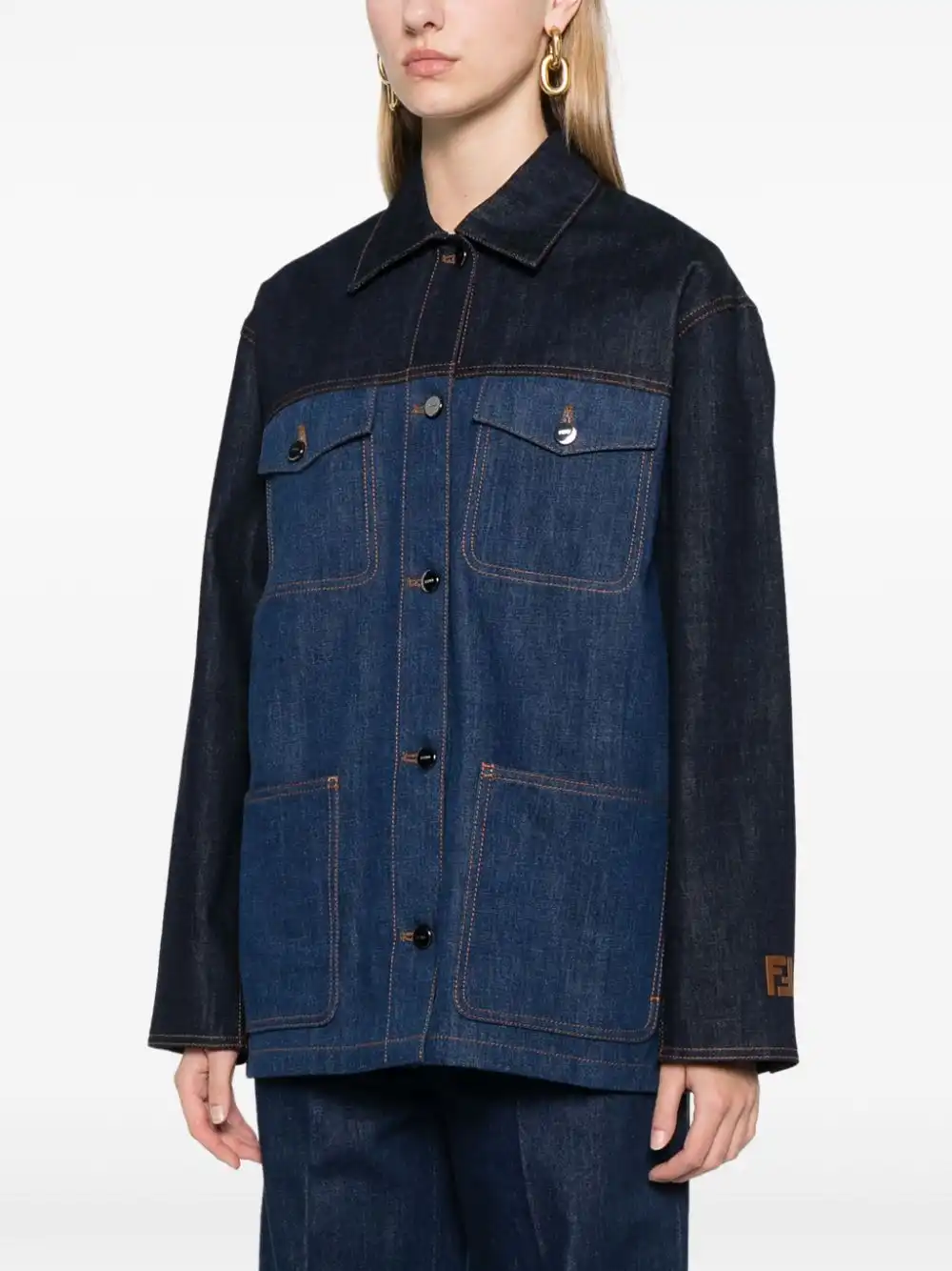 Cheap FENDI two-tone denim jacket