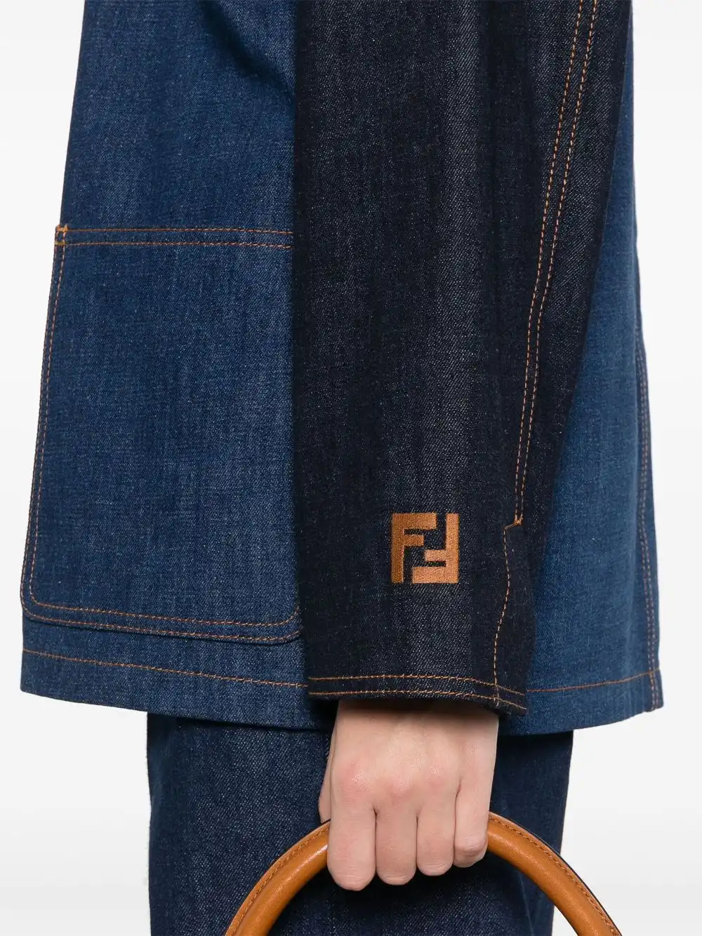 Cheap FENDI two-tone denim jacket