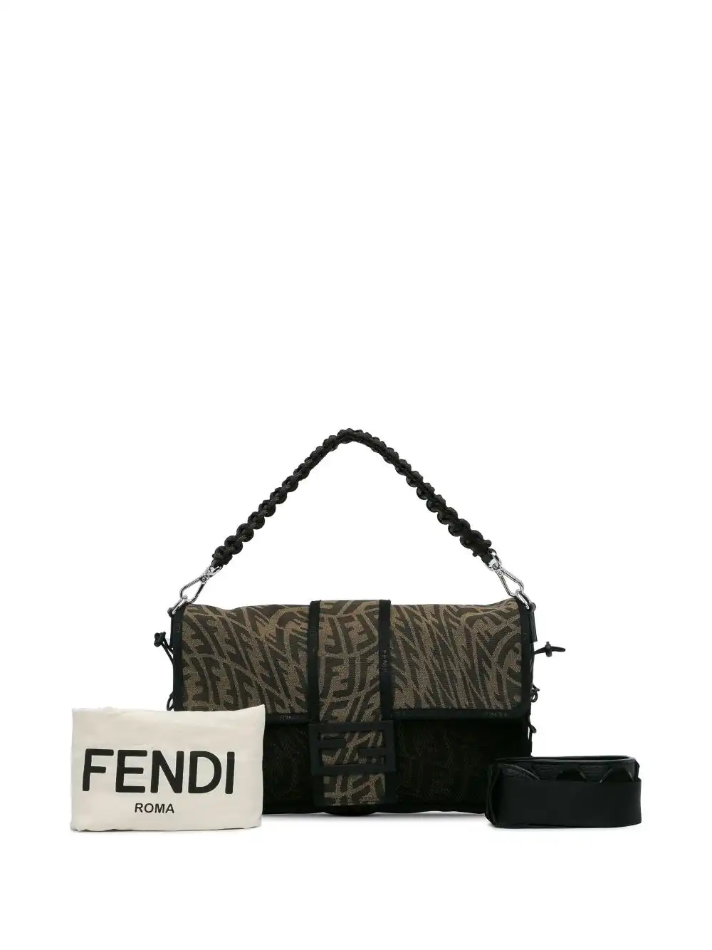 Affordable Fendi 2010-2023 Large Zucca Vertigo Mesh Baguette satchel