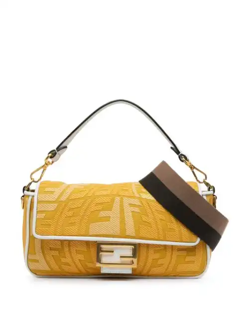 Fendi 2021 Sarah Coleman FF Canvas Fisheye Baguette satchel