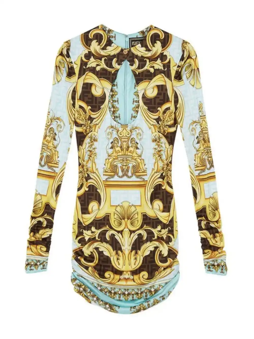 Affordable FENDI Fendace Gold Baroque Mini Dress