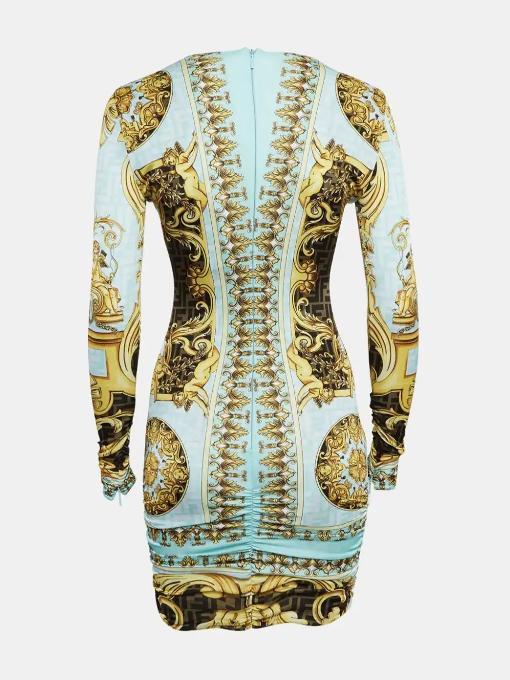 Affordable FENDI Fendace Gold Baroque Mini Dress