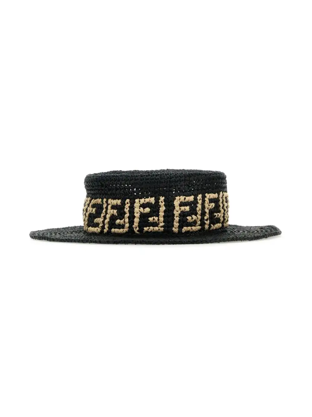 Affordable FENDI monogram-pattern raffia hat