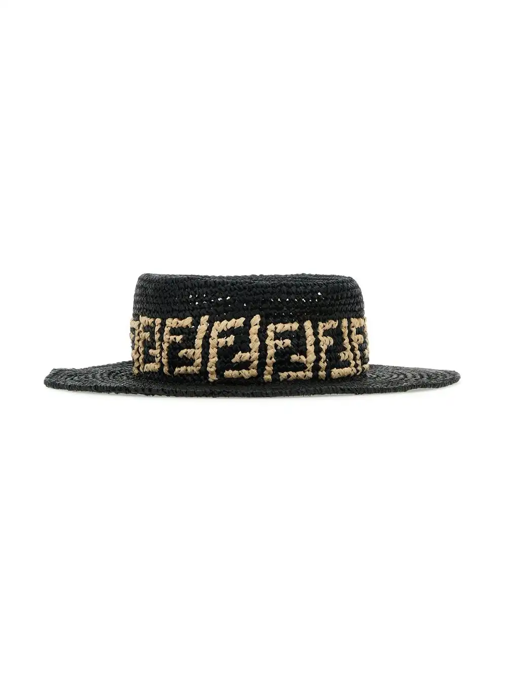 Affordable FENDI monogram-pattern raffia hat