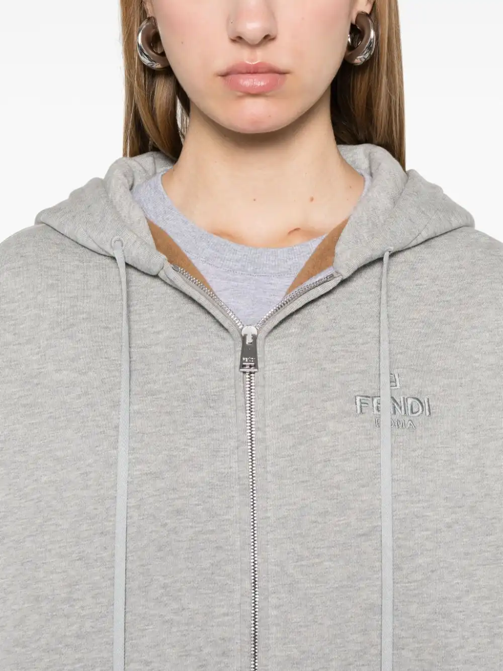 Affordable FENDI logo-embroidered hoodie