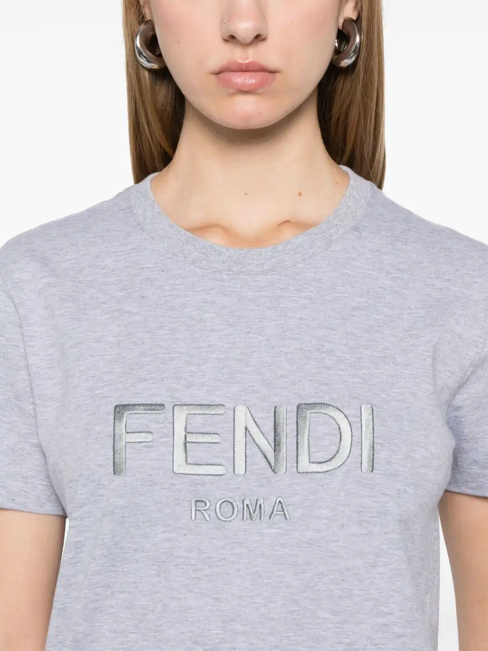 Cheap FENDI logo-embroidered T-shirt