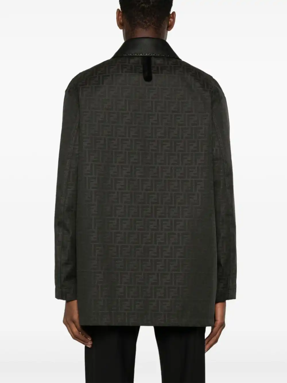 Cheap FENDI FF-jacquard waxed coat