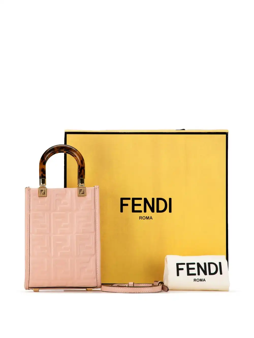 Cheap Fendi 2010-2023 Mini Zucca Embossed Sunshine Shopper Tote satchel