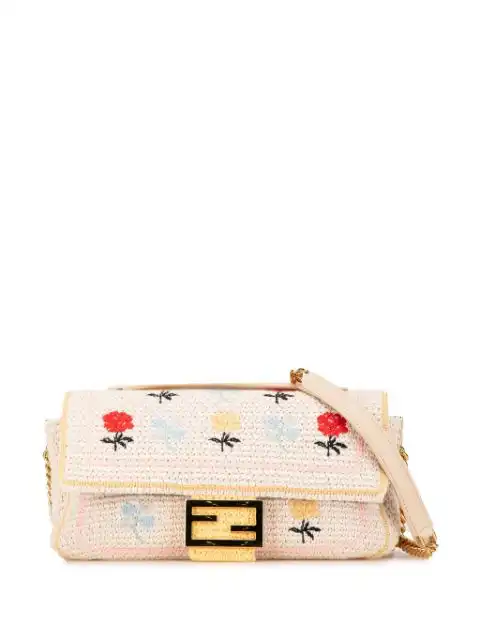 Fendi 2012-2022 Embroidered Crochet uette shoulder bag