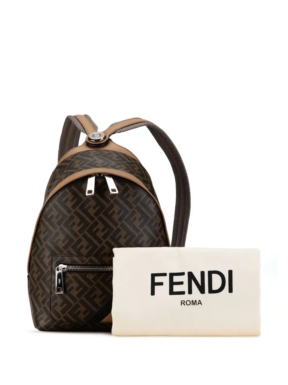 Cheap Fendi 2000-2010 Small Zucca Coated Canvas Chiodo Diagonal backpack