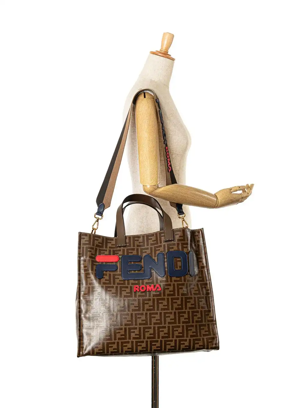 Affordable Fendi 2010-2023 Fila Zucca Coated Canvas Mania Logo Shopper Tote satchel