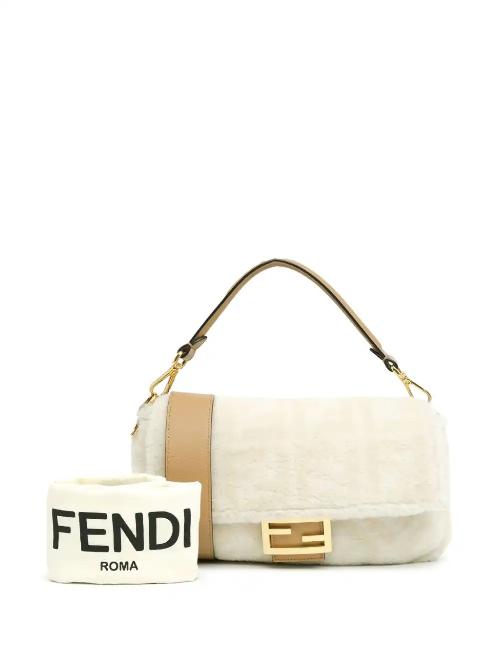 Cheap Fendi 2012-2024 Small Zucca Shearling Baguette satchel