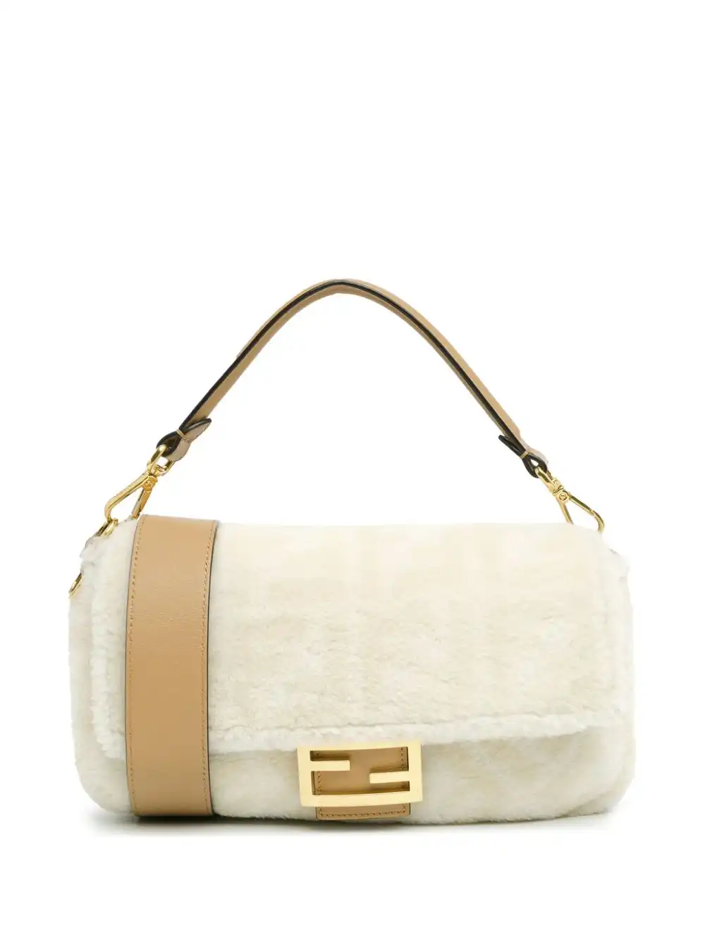 Cheap Fendi 2012-2024 Small Zucca Shearling Baguette satchel