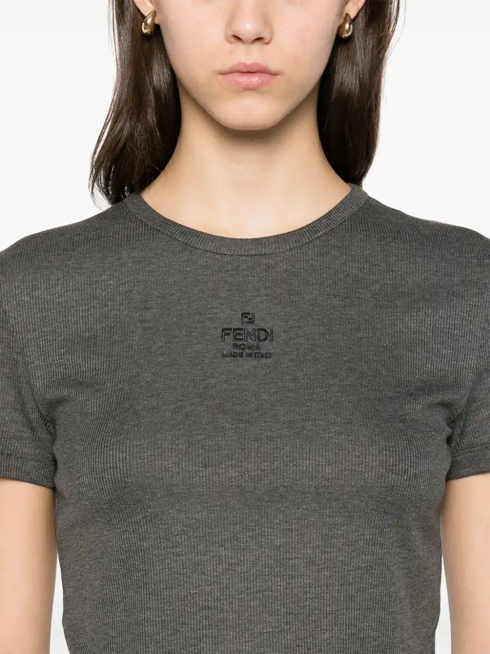 Affordable FENDI fine-ribbed T-shirt