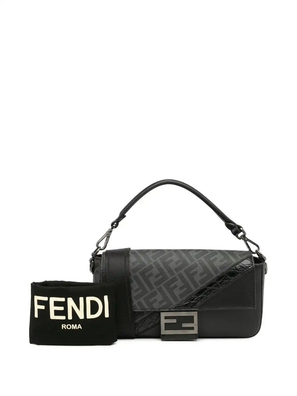 Affordable Fendi 2010-2023 Zucca Coated Canvas And Calfskin Baguette satchel