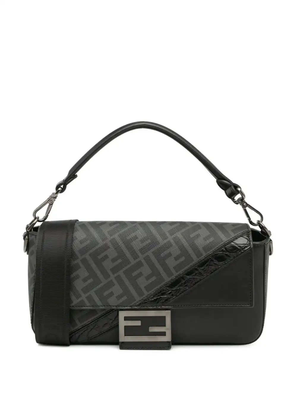 Affordable Fendi 2010-2023 Zucca Coated Canvas And Calfskin Baguette satchel