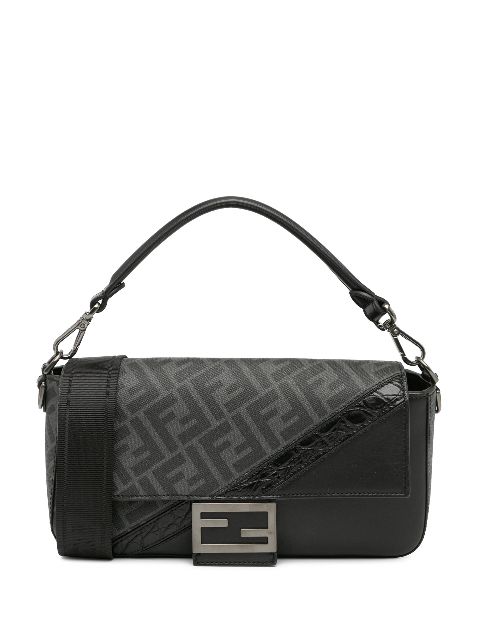 Fendi 2010-2023 Zucca Coated Canvas And Calfskin Baguette satchel