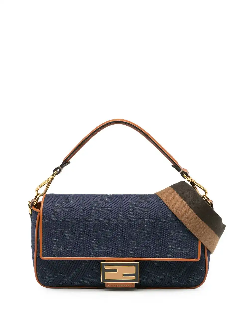 Affordable Fendi 2010-2023 Zucca Embroidered Denim Baguette satchel